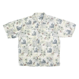 OP SPORT Mens Cream Cotton Hawaiian Shirt L Casual Summer Tropical Print