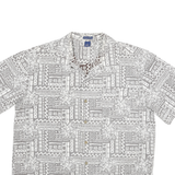 FALLS CREEK Mens Grey Cotton Shirt Jacket L Woven Geometric Floral Button