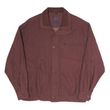 Mens Maroon Casual Zip Jacket L Polyester Blend Plain Lightweight Outerwear