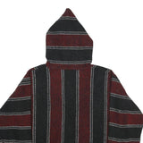 Mens Maroon & Black Striped Hoodie L Acrylic Blend Pullover Casual