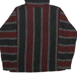 Mens Maroon & Black Striped Hoodie L Acrylic Blend Pullover Casual