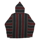 Mens Maroon & Black Striped Hoodie L Acrylic Blend Pullover Casual