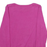 TOMMY HILFIGER Womens Pink Plain Crew Neck Basic Knit L Button Shoulder Jumpers