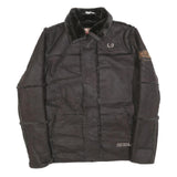 JUST WIN Womens Black Button Jacket L Polyester Blend Faux Shearling Warm