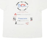 HANES Mens White Family Bike Day XL Short Sleeve Round Neck Printed T-Shirt