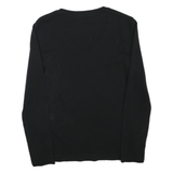 TOMMY HILFIGER Womens Black V-Neck Long Sleeve T-Shirt S Cotton Blend Classic