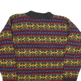 ROSE Womens Grey Yellow Red Purple Patterned Jumper Round Neck Chunky Knit M
