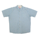 WRANGLER Mens Blue & White Check Shirt M Cotton Blend Casual Short Sleeve Button