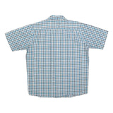 WRANGLER Mens Blue & White Check Shirt M Cotton Blend Casual Short Sleeve Button