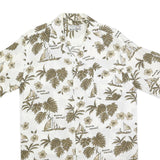 WORLD OF BASIC Mens White & Brown Hawaiian Shirt S Summer Casual Cotton Blend