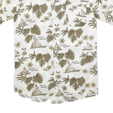 WORLD OF BASIC Mens White & Brown Hawaiian Shirt S Summer Casual Cotton Blend