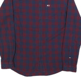 TOMMY HILFIGER Mens Blue & Maroon Check Shirt M Button-Down Collar Casual Cotton
