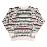 BILL BLASS Mens Cream Patterned Crew Neck Basic Knit Jumper L Cotton Casual Warm