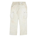 CARHARTT Mens Cotton Blend Beige Relaxed Cargo Trousers W34 L32 Zip Closure