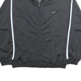 NIKE Mens Black & White Athletic Zip Up Polyester Jacket L Casual Sportswear