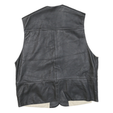 Mens Black Leather Button Jacket M Vest Plain Sleeveless Classic Fit