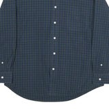 CHAPS Mens Blue & Green Checked Shirt L Button-Down Cotton Casual Long Sleeve