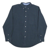 CHAPS Mens Blue & Green Checked Shirt L Button-Down Cotton Casual Long Sleeve