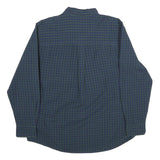 CHAPS Mens Blue & Green Checked Shirt L Button-Down Cotton Casual Long Sleeve