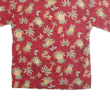 PIERRE CARDIN Mens Red Pineapple Floral Print Shirt M Summer Casual Cotton