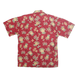 PIERRE CARDIN Mens Red Pineapple Floral Print Shirt M Summer Casual Cotton