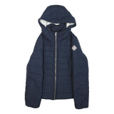 HOLLISTER Womens Navy Zip Up Hooded Puffer Jacket M Polyester Blend Warm