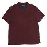 NAUTICA Mens Maroon Short Sleeve Plain XL Polo Shirt Classic Comfort