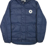 CONVERSE Mens Navy Blue All Star Hooded Jacket M Polyester Blend Puffer Zip