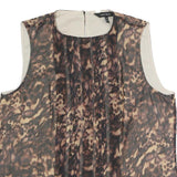 KAREN MILLEN Womens Brown Animal Print Sleeveless Round Neck Top UK 16 Stylish