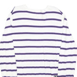 JACK & JONES Mens White & Purple Striped Pattern V-Neck Basic Knit Jumper S