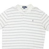 POLO RALPH LAUREN Mens White & Grey Striped Short Sleeve Polo Shirt XL Cotton