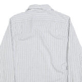 NAUTICA Mens White & Blue Checked Shirt S Cotton Blend Classic Fit Casual Button