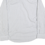 NAUTICA Mens White & Blue Checked Shirt S Cotton Blend Classic Fit Casual Button