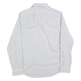 NAUTICA Mens White & Blue Checked Shirt S Cotton Blend Classic Fit Casual Button