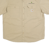 CARHARTT Mens Beige Plain Work Shirt Fred Smith Company Logo XL Relaxed Fit