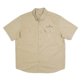 CARHARTT Mens Beige Plain Work Shirt Fred Smith Company Logo XL Relaxed Fit