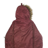 ALPHA INDUSTRIES Mens Maroon Nylon Outdoor Jacket M Fur Hood Zip Shell Warm
