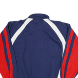 ASICS Mens Blue & Red Colourblock Pullover Sweatshirt XL Collared Relaxed Fit