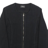 BRAX Womens Black Cotton Jacket S Woven Zip Front Minimalist Design