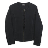 BRAX Womens Black Cotton Jacket S Woven Zip Front Minimalist Design