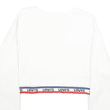 LEVI'S Womens White & Navy Crew Neck XS Logo Band Sweatshirt Crop Top