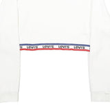 LEVI'S Womens White & Navy Crew Neck XS Logo Band Sweatshirt Crop Top