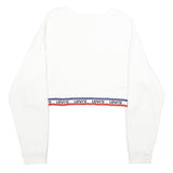 LEVI'S Womens White & Navy Crew Neck XS Logo Band Sweatshirt Crop Top