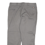DICKIES Mens Regular Fit Grey Cotton Blend Trousers W40 L30 Workwear Zip Closure