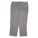DICKIES Mens Regular Fit Grey Cotton Blend Trousers W40 L30 Workwear Zip Closure