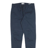 ISOLD Mens Slim Navy Blue Drawstring Cotton Blend Trousers W30 L30 Casual