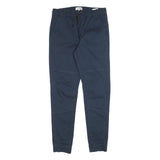 ISOLD Mens Slim Navy Blue Drawstring Cotton Blend Trousers W30 L30 Casual
