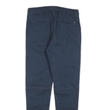 ISOLD Mens Slim Navy Blue Drawstring Cotton Blend Trousers W30 L30 Casual