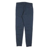 ISOLD Mens Slim Navy Blue Drawstring Cotton Blend Trousers W30 L30 Casual