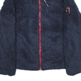 TOMMY HILFIGER Womens Navy Blue Red White Teddy Fleece Jacket M Polyester Zip
